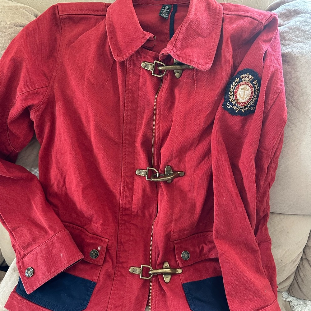 Ralph Lauren Red Utility Jacket with Toggle Closures vintage